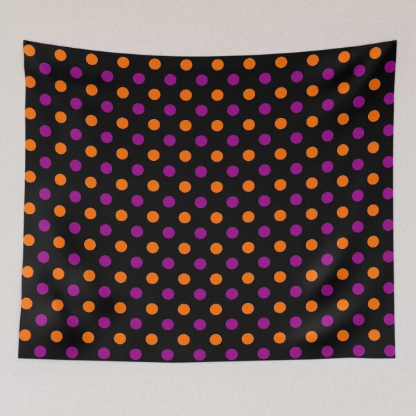 Item preview, Purple Orange Polka Dots On Black Background Design  designed and sold by PatternTitan.