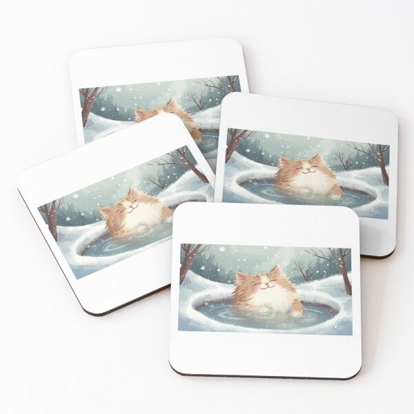 Item preview, Ukiyo-e Cat Enjoying a Snowy Onsen designed and sold by ZenPop Art.