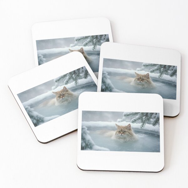 Item preview, Ukiyo-e Cat Enjoying a Snowy Onsen designed and sold by ZenPop Art.