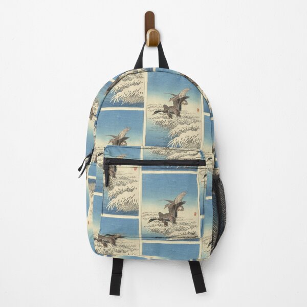 Item preview, Flock of Ducks Flying Above Snowy Reed Collar by Ohara Koson : Winter Japanese Poster designed and sold by artofuniverse.
