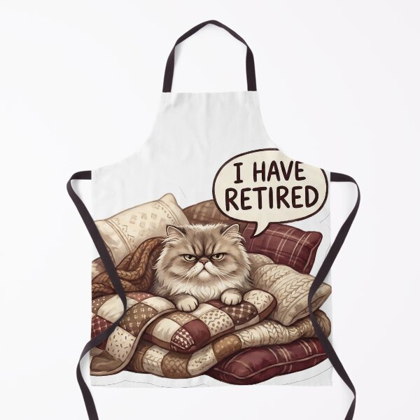 Item preview, Grumpy Fluffy Cat in Blankets "I Have Retired" designed and sold by StickyGuys.