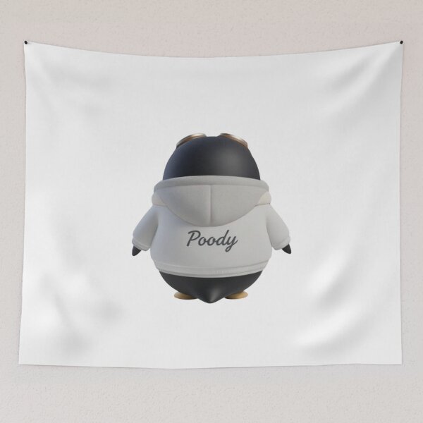Item preview, Avi Poody – Light Gray (Back View)| Cute Aviator Penguin Character designed and sold by HNstory.