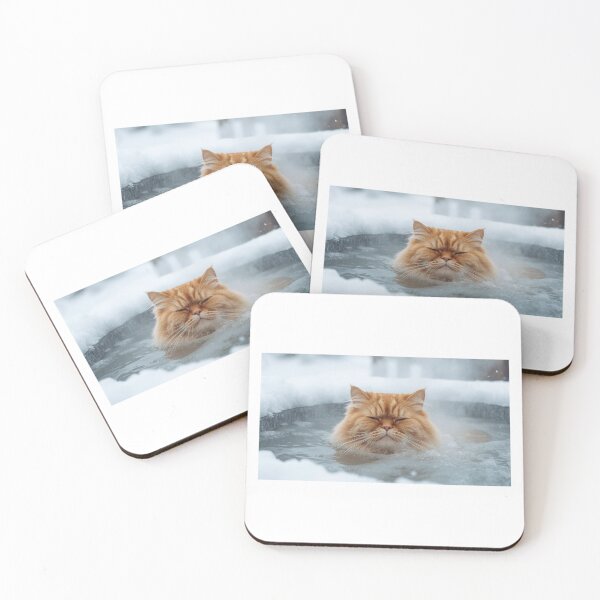 Item preview, Ukiyo-e Cat Enjoying a Snowy Onsen designed and sold by ZenPop Art.