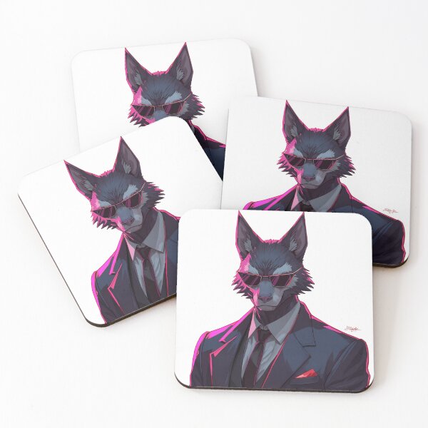 Item preview, Cool Neon Wolf with Sunglasses - Cyberpunk Bodyguard designed and sold by The Grumpy Pet Club.