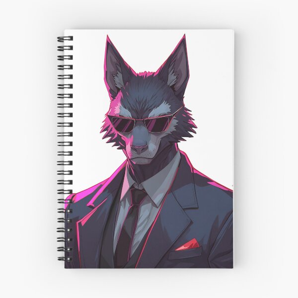 Item preview, Cool Neon Wolf with Sunglasses - Cyberpunk Bodyguard designed and sold by The Grumpy Pet Club.
