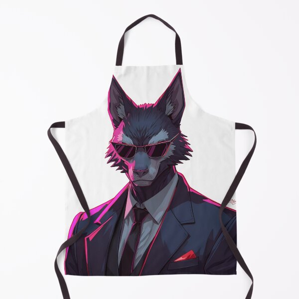 Item preview, Cool Neon Wolf with Sunglasses - Cyberpunk Bodyguard designed and sold by The Grumpy Pet Club.