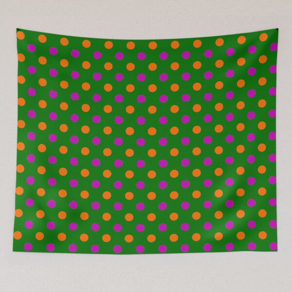 Item preview, Purple Orange Polka Dots On Green Background Design  designed and sold by PatternTitan.