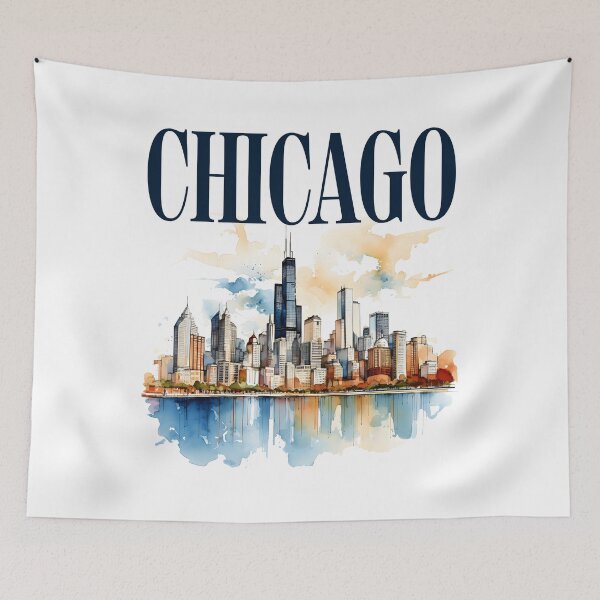 Item preview, Windy City Watercolor Skyline CHICAGO designed and sold by DesignedByMarty.