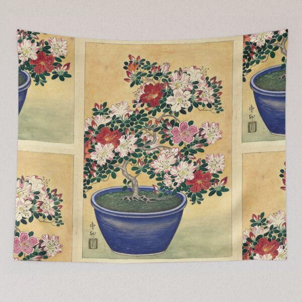 Item preview, Flowering Azalea in Blue Pot by Ohara Koson : Vintage Japanese Poster designed and sold by artofuniverse.