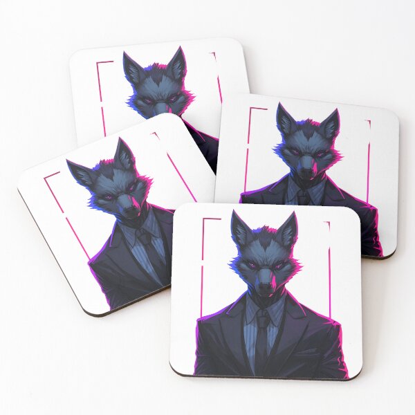 Item preview, Geometric Neon Wolf in Suit - Framed Cyberpunk Art designed and sold by The Grumpy Pet Club.