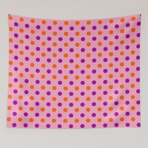 Item preview, Purple Orange Polka Dots On Pink Background Design  designed and sold by PatternTitan.