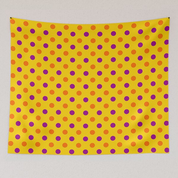 Item preview, Purple Orange Polka Dots On Yellow Background Design  designed and sold by PatternTitan.