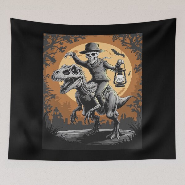 Item preview, Skeleton Riding Mummy Dinosaur Halloween 3 designed and sold by RsFilsingerArt.