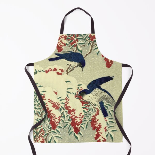 Item preview, Flycatchers on a Nandina Bush by Ohara Koson : Winter Shin Hanga Japanese Poster designed and sold by artofuniverse.