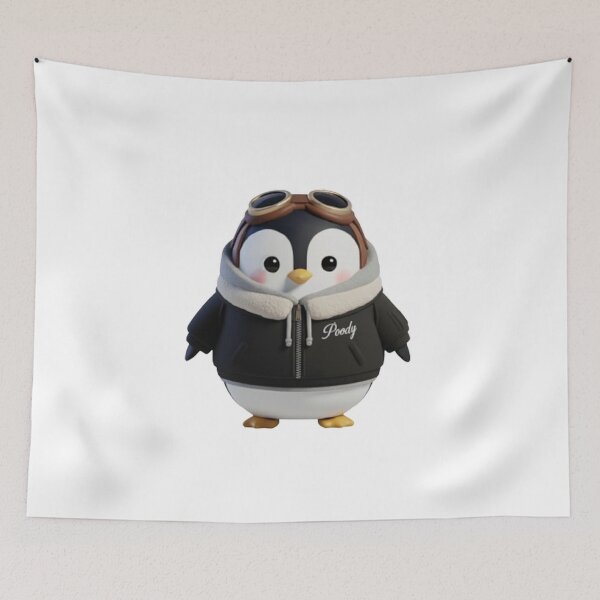 Item preview, Avi Poody – Black | Cute Aviator Penguin Character designed and sold by HNstory.