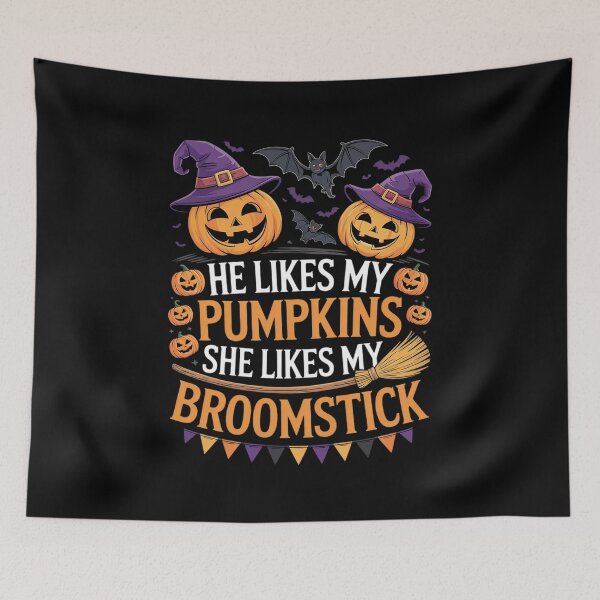 Item preview, He Likes My Pumpkins She Likes My Broomstick designed and sold by VerseFarm.