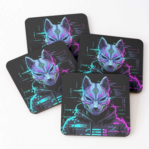 Item preview, Cyberpunk Kitsune Mask - Neon Glitch Japanese Fox designed and sold by JohannGuibert.