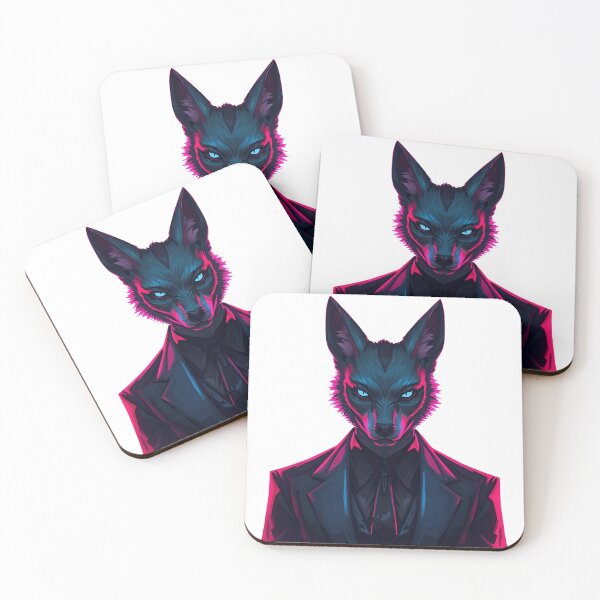 Item preview, Neon Wolf Stare - Blue Eyes Synthwave Business Art designed and sold by The Grumpy Pet Club.