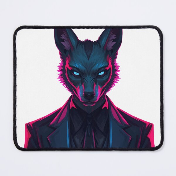 Item preview, Neon Wolf Stare - Blue Eyes Synthwave Business Art designed and sold by The Grumpy Pet Club.