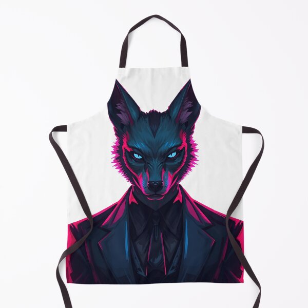 Item preview, Neon Wolf Stare - Blue Eyes Synthwave Business Art designed and sold by The Grumpy Pet Club.