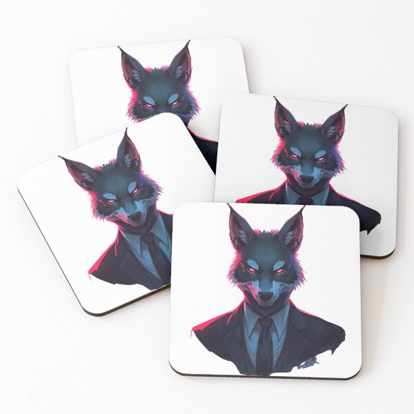 Item preview, Neon Pink Eyed Wolf - Dark Synthwave Business Art designed and sold by The Grumpy Pet Club.