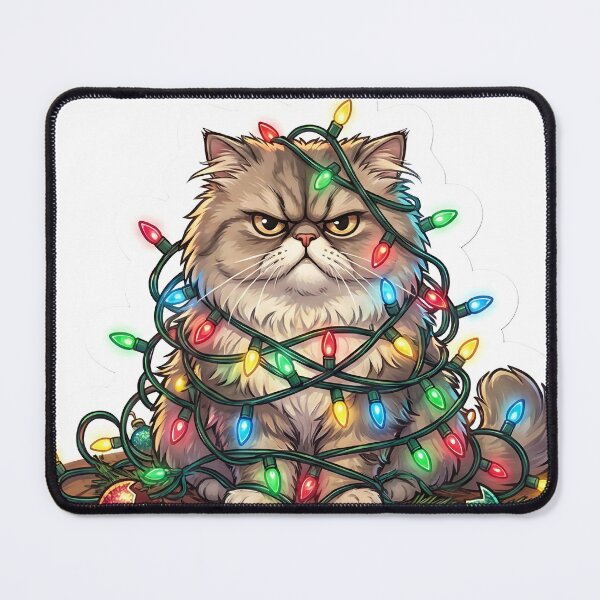 Item preview, Grumpy Cat Tangled in Christmas Lights Holiday Chaos designed and sold by StickyGuys.