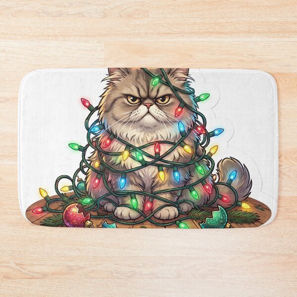 Item preview, Grumpy Cat Tangled in Christmas Lights Holiday Chaos designed and sold by StickyGuys.