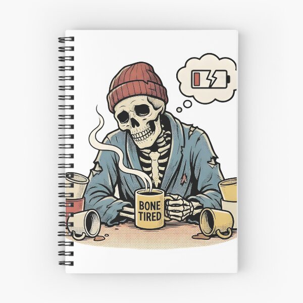 Item preview, Bone Tired Skeleton - Low Battery Coffee Mood designed and sold by JohannGuibert.