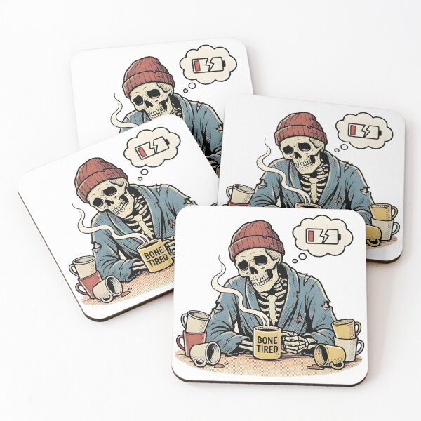 Item preview, Bone Tired Skeleton - Low Battery Coffee Mood designed and sold by JohannGuibert.
