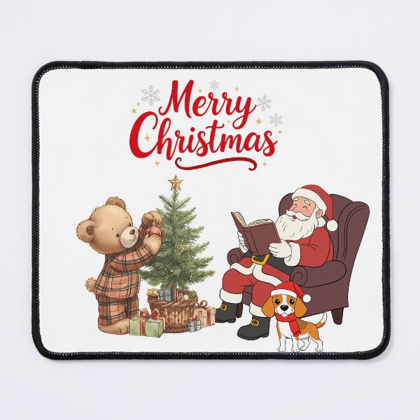 Item preview, Merry Christmas Santa Claus with Teddy Bear – Cute Festive Holiday Illustration designed and sold by Fouziaart08.