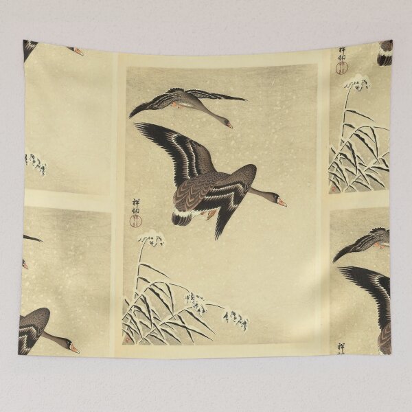 Item preview, CGeese in Flight by Ohara Koson : Tranquil Shin Hanga Japanese Posteropy of Geese in Flight by Ohara Koson : Shin Hanga Japanese Poster designed and sold by artofuniverse.