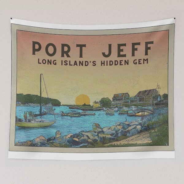 Item preview, Port Jefferson Long Island Shirt – Hidden Gem NY Souvenir Tee – Sunset Harbor Scene designed and sold by FitEnvy.