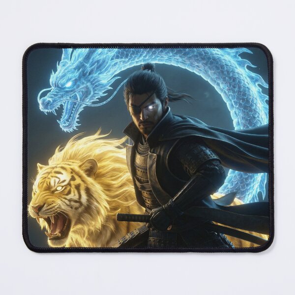 Item preview, Date Masamune – Dragon & Tiger Samurai Warrior | Japanese Mythic Warrior Art | Mori no Akari Series designed and sold by Mori-no-Akari.