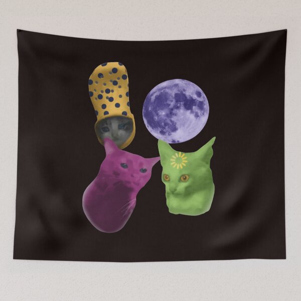 Item preview, Three Cats Retro Moon Graphic, Vintage Cat Moon Meme, Cat Lovers, Funny Cat, Washed, Weird Meme designed and sold by DesignDenDo ⭐⭐⭐⭐⭐.