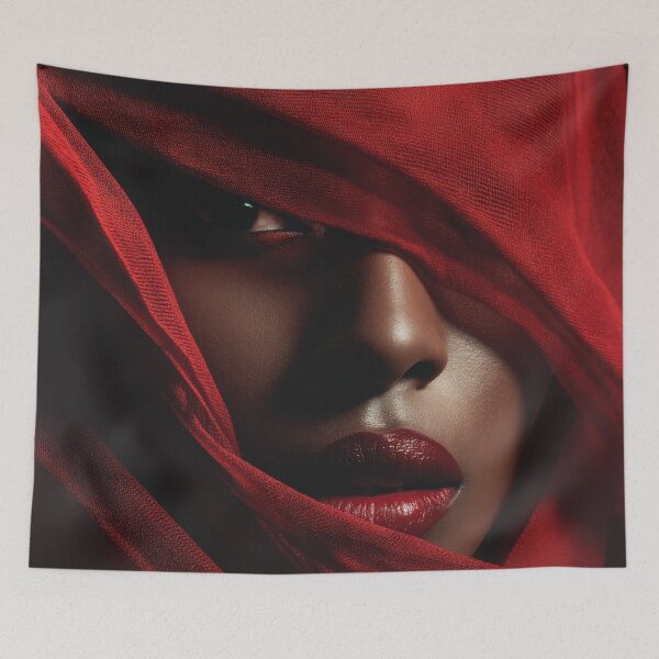 Item preview, Woman with red fabric covering face designed and sold by anytka.