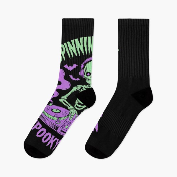 Item preview, Spinning Until Spooky Season Skeleton DJ Halloween Music designed and sold by Voidbinder.