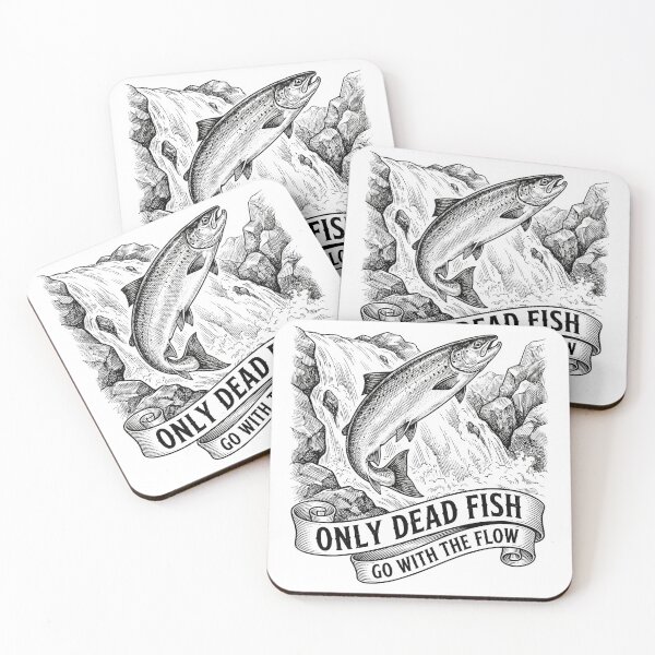Item preview, Only Dead Fish Go With The Flow Vintage Salmon designed and sold by EverBranz-stor.