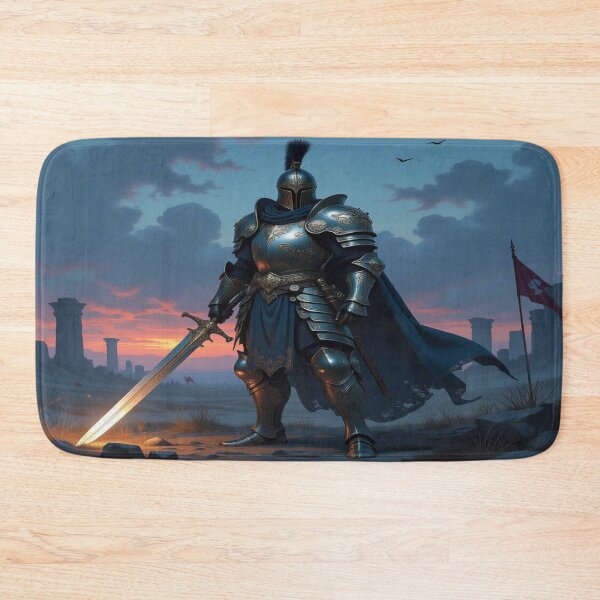 Item preview, Knight of Light & Legacy – Gold Armor, Glowing Sword & Sunset Power in a Historic Battlefield designed and sold by FotoworldEdel.
