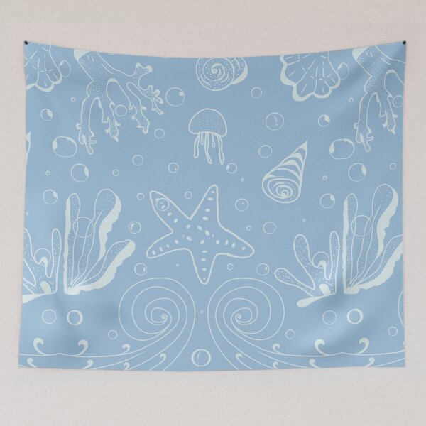 Item preview, Ocean blue seashells pattern designed and sold by Min659.