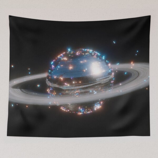 Item preview, Disco ball in space with rings designed and sold by anytka.