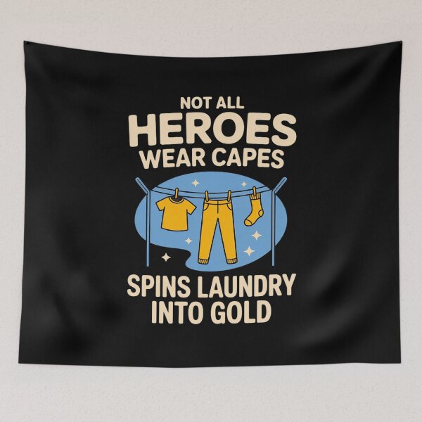 Item preview, Spins Laundry Into Gold Laundry Day Hero Graphic designed and sold by Voidbinder.