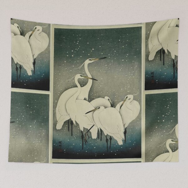 Item preview, Group of Egrets by Ohara Koson : Winter Shin Hanga Japanese Poster designed and sold by artofuniverse.