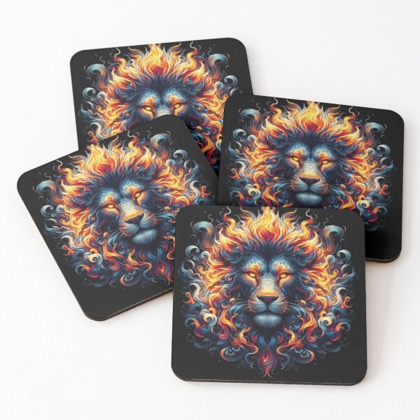 Item preview, Flaming Lion Spirit – Fire and Smoke Fantasy Art designed and sold by Dogandesighn.