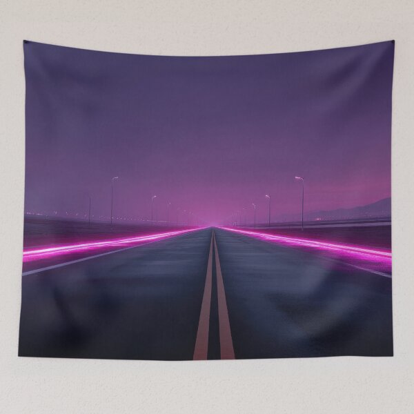 Item preview, Road with neon lights at dusk designed and sold by anytka.