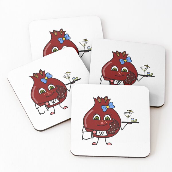 Item preview, Smiling pomegranate waiter, fun vegetable character with tray designed and sold by KosaUA.
