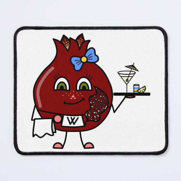 Item preview, Smiling pomegranate waiter, fun vegetable character with tray designed and sold by KosaUA.