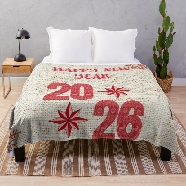 Item preview, Happy New Year 2026 Scandinavian Folk Patchwork Design designed and sold by MiraLumeStudio.