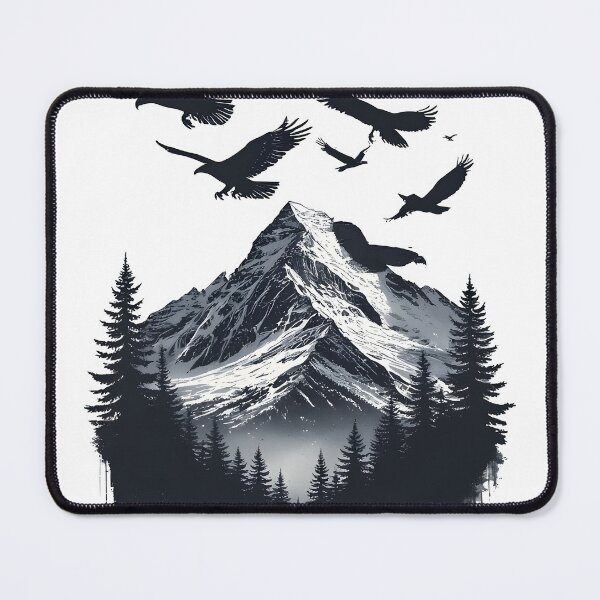Item preview, Soaring Eagles & Hawks | Mountain Bird Silhouette Landscape Graphic Tee designed and sold by NatureNookTees.