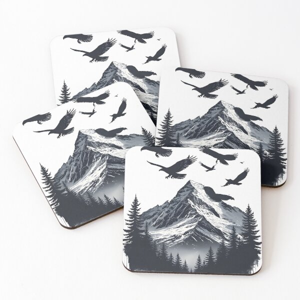 Item preview, Soaring Eagles & Hawks | Mountain Bird Silhouette Landscape Graphic Tee designed and sold by NatureNookTees.