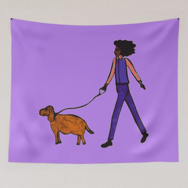 Item preview, Energetic Girl Walking Her Dog designed and sold by GirlWalksDog.